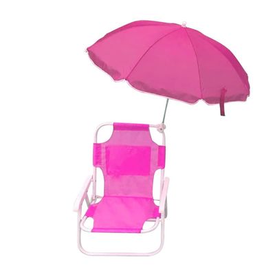 Kids Camping Chair Kids Outdoor Beach Chair Camping Chair with Umbrella, Ultralight Portable Folding Chair, Easy Storage (Color : Pink)
