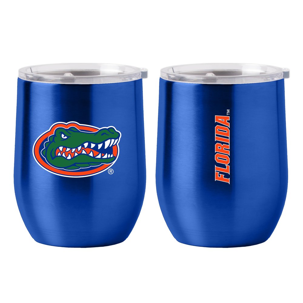 Logo Brands NCAA Florida Gators 16oz Gameday Stainless Curved Beverage Tumbler - Double-Wall Insulation, Non-Slip Silicone Base, Keeps Drinks Hot or Cold