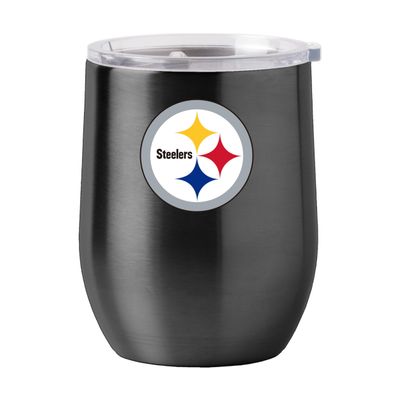 Logo Brands 625-S16CB-1: Pittsburgh Steelers 16oz Gameday Stainless Curved Beverage
