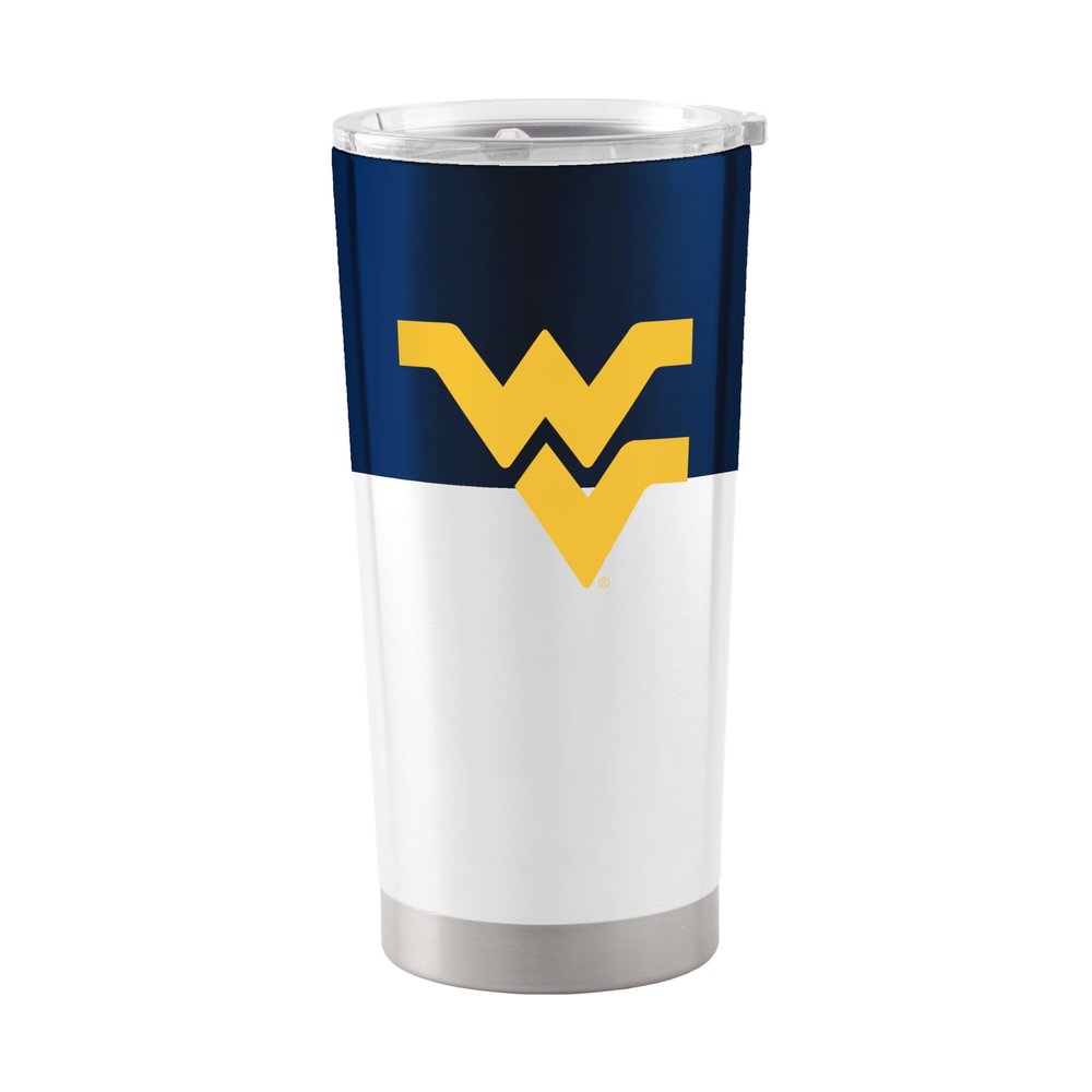 Logo Brands NCAA West Virginia Mountaineers - 20oz Colorblock Stainless Steel Tumbler, Double-Wall Insulated, Slider Lid