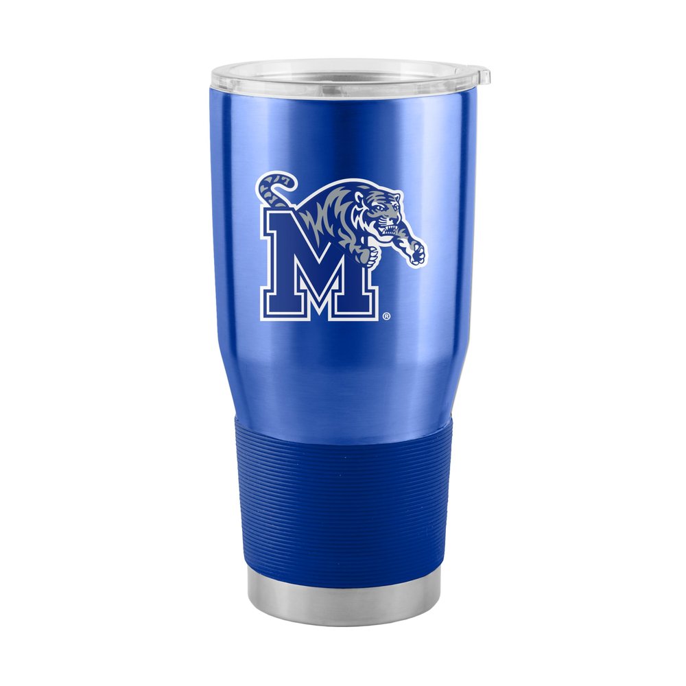 Logo Brands NCAA Memphis Tigers - 30oz Gameday Stainless Steel Tumbler, Double-Wall Vacuum Insulated, Slider Lid, Ergonomic Design, Silicone Grip