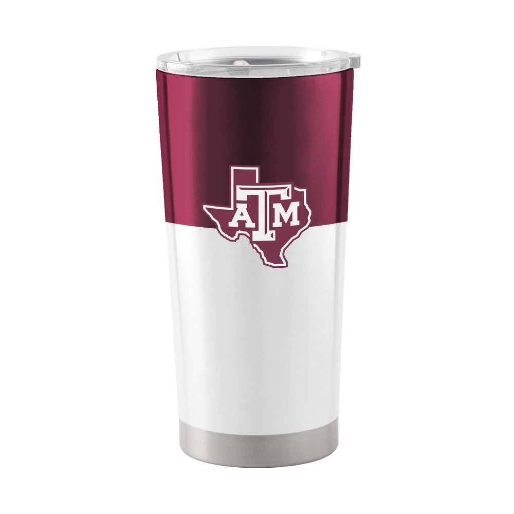 Logo Brands NCAA Texas A&M Aggies - 20oz Colorblock Stainless Steel Tumbler, Double-Wall Insulated, Slider Lid