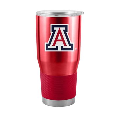 Logo Brands NCAA Arizona Wildcats - 30oz Gameday Stainless Steel Tumbler, Double-Wall Vacuum Insulated, Slider Lid, Ergonomic Design, Silicone Grip