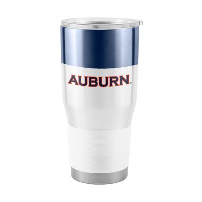 Logo Brands NCAA Auburn Tigers - 30oz Colorblock Stainless Steel Tumbler, Double-Wall Vacuum Insulated, Slider Lid, Ergonomic Design, Silicone Grip