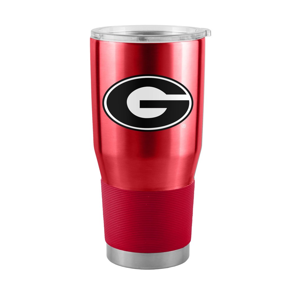 Logo Brands NCAA Georgia Bulldogs - 30oz Gameday Stainless Steel Tumbler, Double-Wall Vacuum Insulated, Slider Lid, Ergonomic Design, Silicone Grip