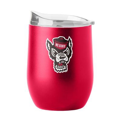 Logo Brands NCAA NC State Wolfpack 16oz Flipside Powder Coat Curved Beverage Tumbler - Double-Wall Insulation, Non-Slip Silicone Base, Keeps Drinks Hot or Cold