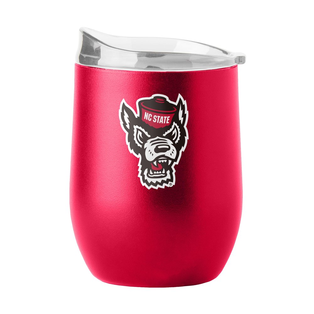 Logo Brands NCAA NC State Wolfpack 16oz Flipside Powder Coat Curved Beverage Tumbler - Double-Wall Insulation, Non-Slip Silicone Base, Keeps Drinks Hot or Cold
