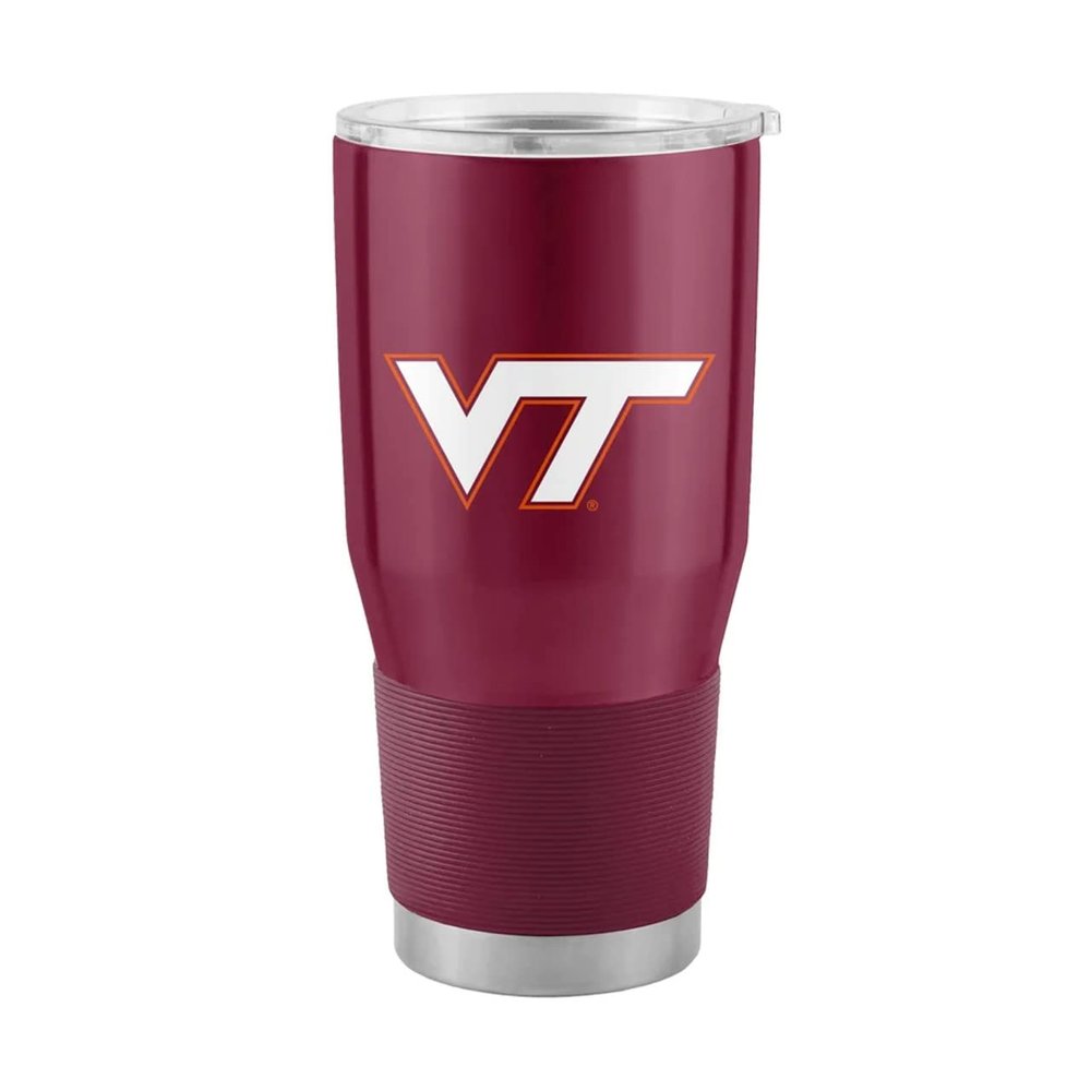 Logo Brands NCAA VA Tech Hokies - 30oz Gameday Stainless Steel Tumbler, Double-Wall Vacuum Insulated, Slider Lid, Ergonomic Design, Silicone Grip