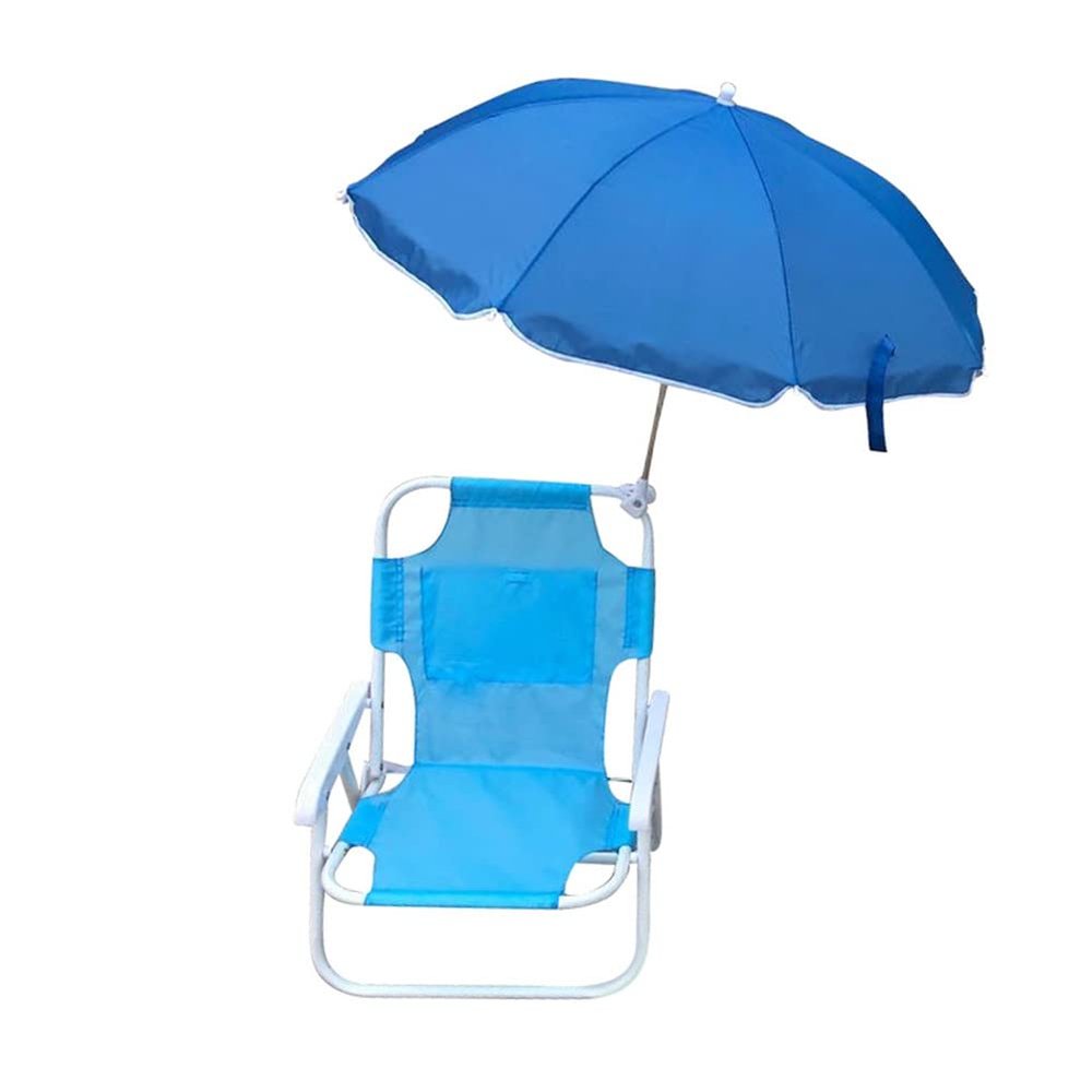 Kids Camping Chair Kids Outdoor Beach Chair Camping Chair with Umbrella, Ultralight Portable Folding Chair, Easy Storage (Color : Blue)