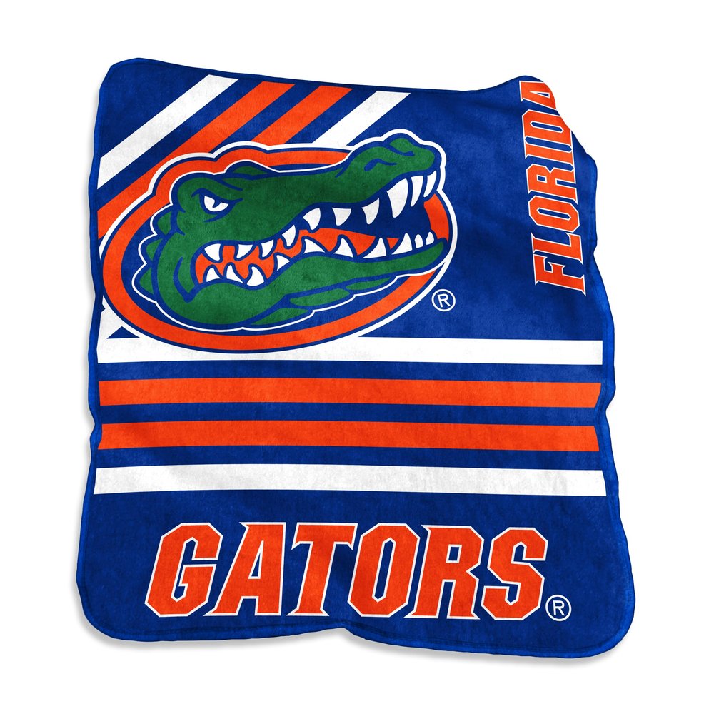 Logo Brands NCAA Florida Gators Striped Raschel Throw Blanket  50 x 60 Soft Fleece Blanket, Officially Licensed Collegiate Design, Cozy Throw for Tailgating, Game Day, & Home Dcor