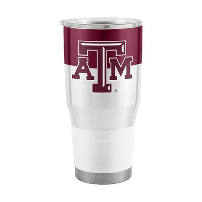 Logo Brands NCAA Texas A&M Aggies - 30oz Colorblock Stainless Steel Tumbler, Double-Wall Vacuum Insulated, Slider Lid, Ergonomic Design, Silicone Grip