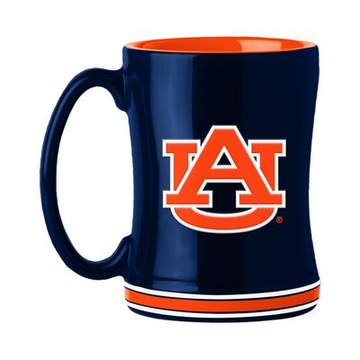 Logo Brands NCAA Auburn Tigers 14oz Ceramic Relief Coffee Mug - Officially Licensed Mug, Sculpted 3D Logo and Team Colors Comfortable Handle and Glossy Finish for College Sports Fans