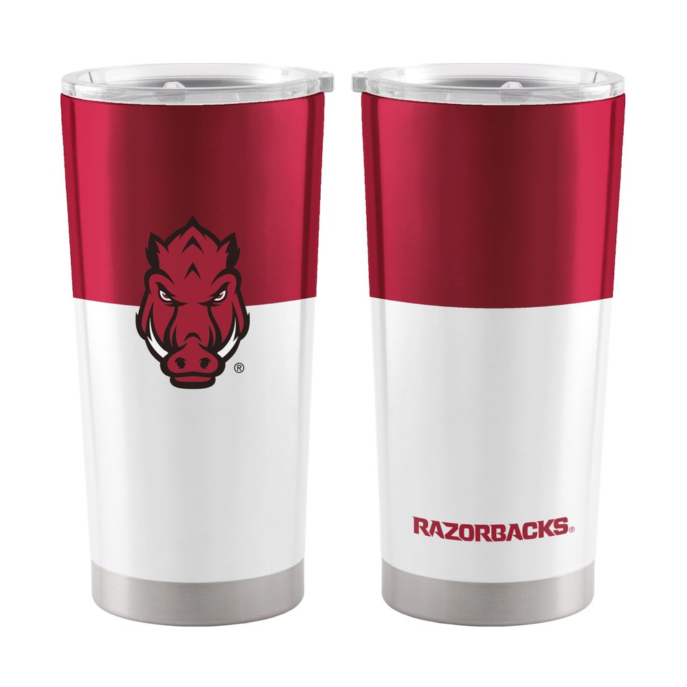 Logo Brands NCAA Arkansas Razorbacks - 20oz Colorblock Stainless Steel Tumbler, Double-Wall Insulated, Slider Lid
