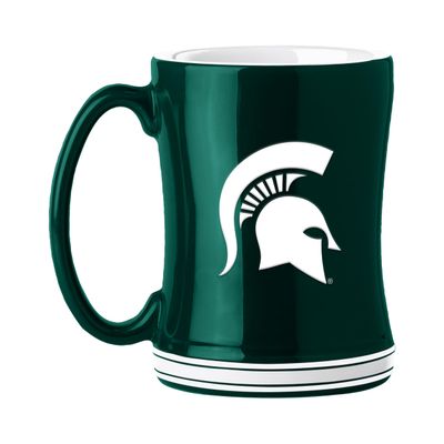 Logo Brands NCAA Michigan State Spartans 14oz Relief Coffee Mug - Officially Licensed Mug, Sculpted 3D Logo and Team Colors Comfortable Handle and Glossy Finish for College Sports Fans