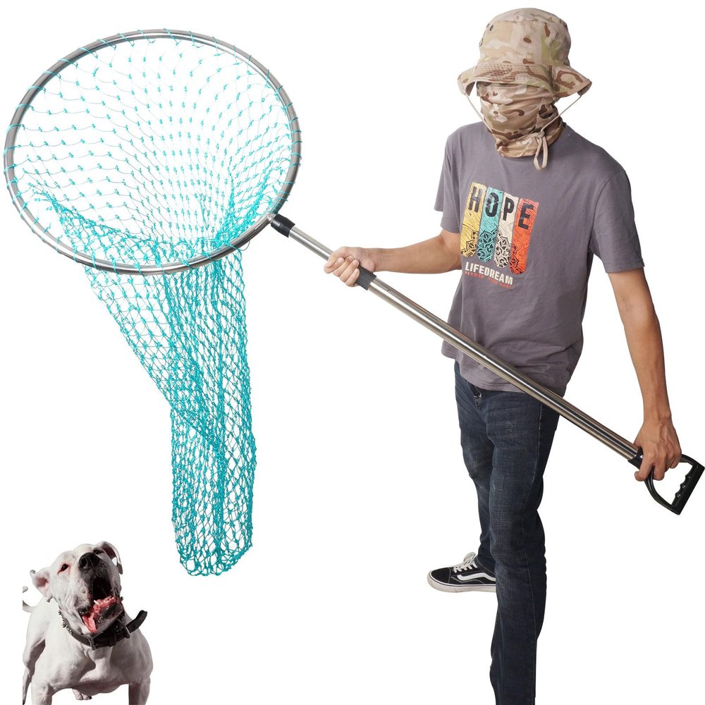 Animal Control Catch Net Pole Tool for Dog Shoat Goat Cat Boar Hog Pig Racoon Possum Skunk Goose Chickens Pigeon - Heavy Duty