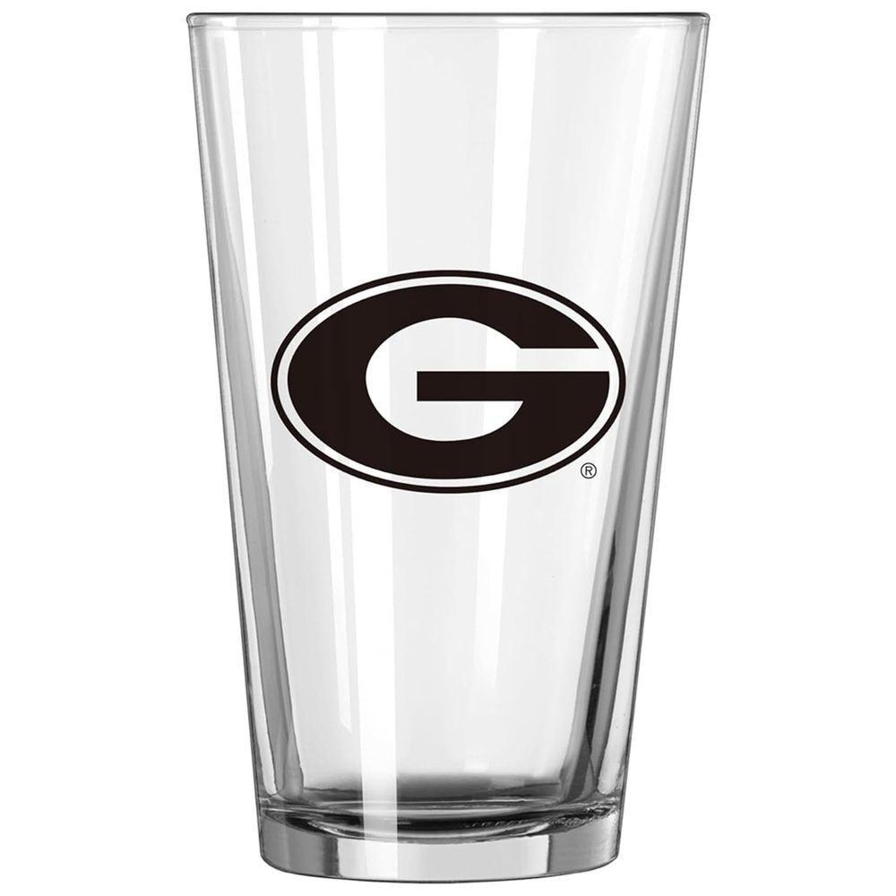 Logo Brands NCAA Georgia Bulldogs 16oz Gameday Pint Glass - Chip-Resistant, Dishwasher Safe, Pressed Glass Drinkware