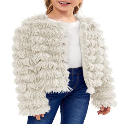 Inorin Girls Open Front Cardigan Faux Fur Coat Warm Fuzzy Trendy Winter Vintage Parka Shaggy Party Outerwear Jackets Tops