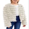Inorin Girls Open Front Cardigan Faux Fur Coat Warm Fuzzy Trendy Winter Vintage Parka Shaggy Party Outerwear Jackets Tops view 1