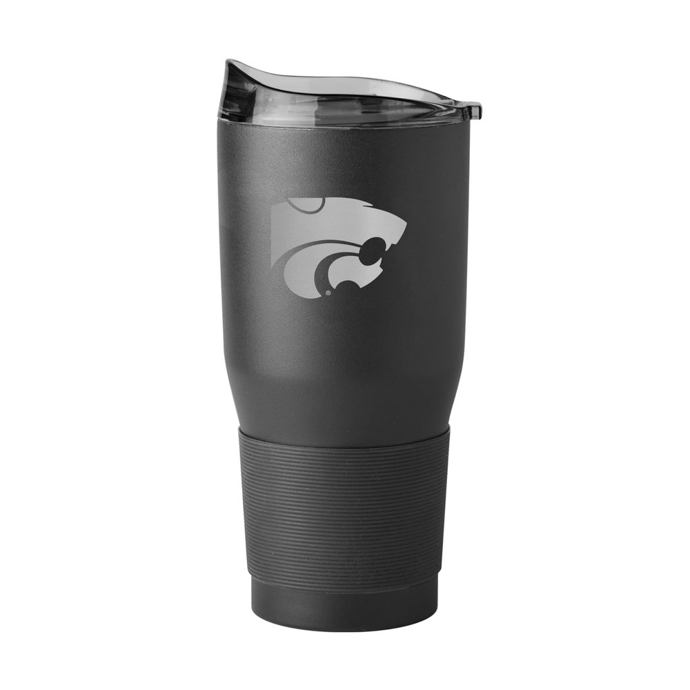 Logo Brands NCAA Kansas State Wildcats 30oz Etch Powder Coat Stainless Steel Tumbler - Insulated, Keeps Drinks Hot/Cold for Hours, High Lip Slider Lid