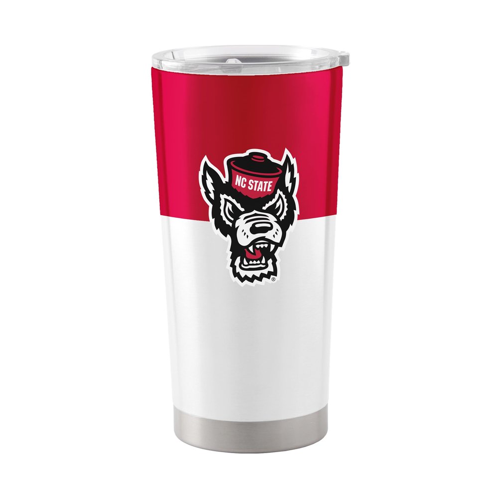 Logo Brands NCAA NC State Wolfpack - 20oz Colorblock Stainless Steel Tumbler, Double-Wall Insulated, Slider Lid