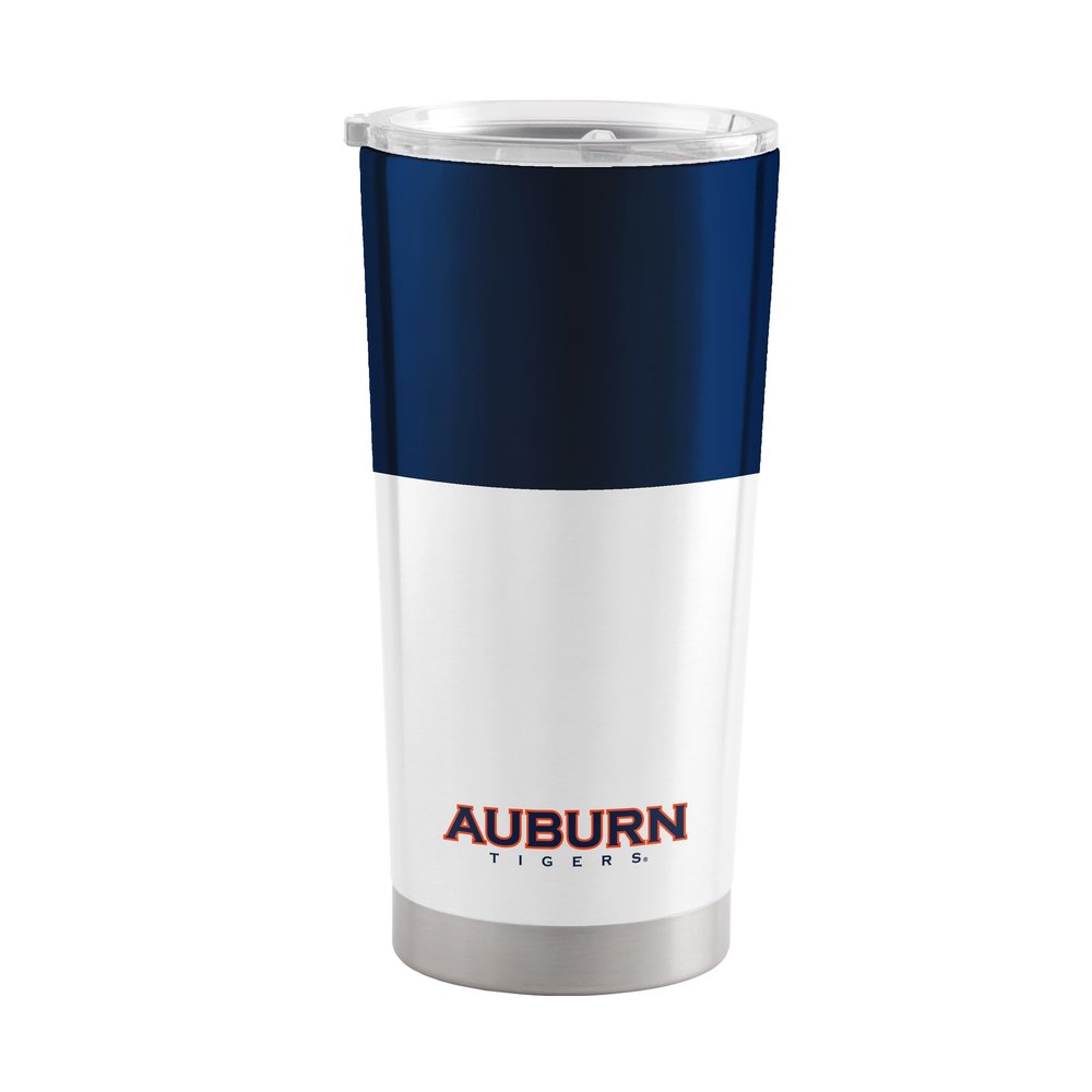 Logo Brands NCAA Auburn Tigers - 20oz Colorblock Stainless Steel Tumbler, Double-Wall Insulated, Slider Lid