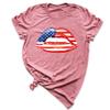 4th of July T Shirts, Women Flag Lips Patriotic Shirt, Independence Day Top, Cool American Memorial Graphic Tees, USA Flag Shirts, Plus Size Outfit (USA Flag Lips) view 1