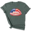 4th of July T Shirts, Women Flag Lips Patriotic Shirt, Independence Day Top, Cool American Memorial Graphic Tees, USA Flag Shirts, Plus Size Outfit (USA Flag Lips) view 2