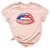 4th of July T Shirts, Women Flag Lips Patriotic Shirt, Independence Day Top, Cool American Memorial Graphic Tees, USA Flag Shirts, Plus Size Outfit (USA Flag Lips) view 3