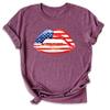 4th of July T Shirts, Women Flag Lips Patriotic Shirt, Independence Day Top, Cool American Memorial Graphic Tees, USA Flag Shirts, Plus Size Outfit (USA Flag Lips) view 4
