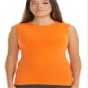 ESTEEZ Pumpkin Orange Modest High Neck Fitted Tank Top for Women Full-Shoulder Sleeveless Shell (EX801110PUMPKINXXL) view 1