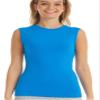 ESTEEZ Royal Blue Modest High Neck Fitted Tank Top for Women Full-Shoulder Sleeveless Shell (EX801110ROYALXXL) view 1