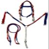 Equitem Pony Size Nylon Headstall and Breast Collar Set with Rawhide Accents (Red, White & Blue) view 1