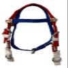 Equitem Pony Size Nylon Headstall and Breast Collar Set with Rawhide Accents (Red, White & Blue) view 2