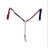 Equitem Pony Size Nylon Headstall and Breast Collar Set with Rawhide Accents (Red, White & Blue) view 3