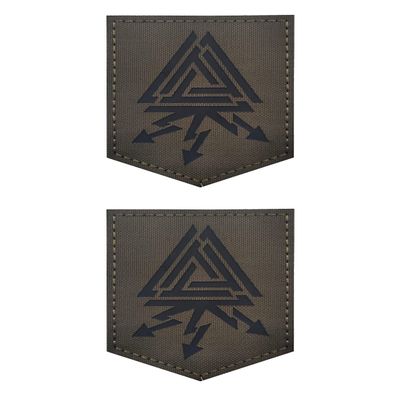 2 PCS AliPlus Viking Valknut Patches IR Infrared Reflective Patch Laser Cut Patches Tactical Morale Patch Hook and Loop(Green)