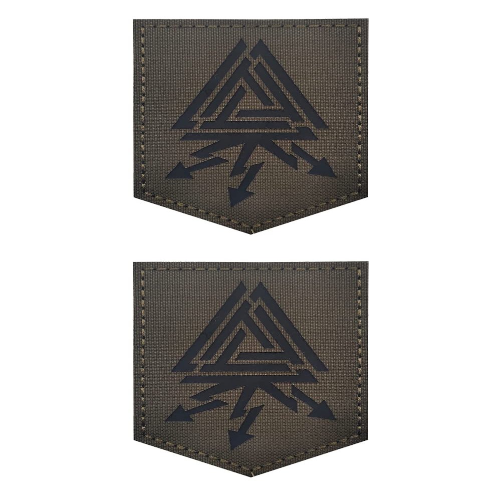 2 PCS AliPlus Viking Valknut Patches IR Infrared Reflective Patch Laser Cut Patches Tactical Morale Patch Hook and Loop(Green)