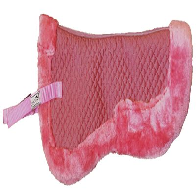 Equitem Faux Fur Trim Half Pad for Horse English Riding Saddle Correction (Pink)