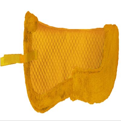 Equitem Faux Fur Trim Half Pad for Horse English Riding Saddle Correction (Yellow)