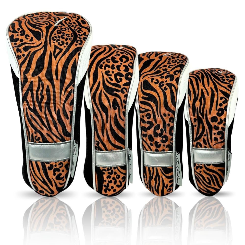 Taboo Fashions Monaco Golf Club Covers for Women - Numbered Golf Headcovers Set for Driver, Fairway and Hybrid Clubs - Weather Resistant, Pack of 4 (Wildcat)
