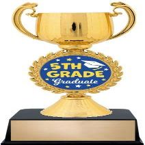Graduation Trophy - 7.25" Gold Cup On Black Base 5th Grade Graduate Custom Awards 10 Pack Prime