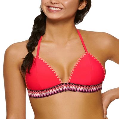 Hula Honey Swimwear Junior Embroidered Padded Bikini Top Pink XS