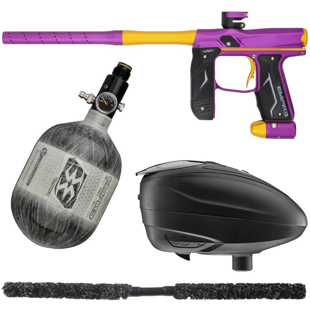 Action Village Empire Axe 2.0 Contender Paintball Gun Package Kit (Dust Purple/Dust Gold, Tank Size: 48/4500)
