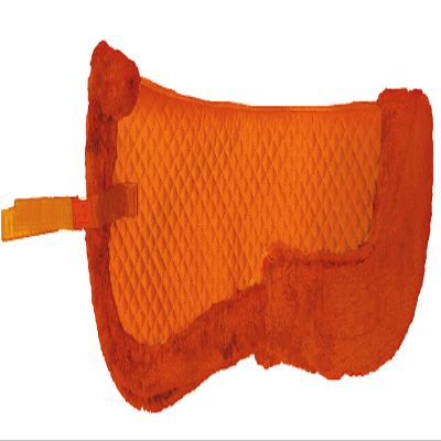 Equitem Faux Fur Trim Half Pad for Horse English Riding Saddle Correction (Orange)