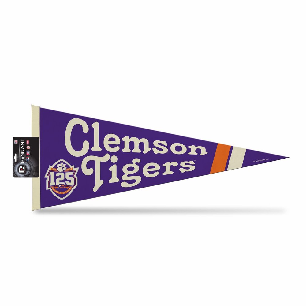 Rico Industries NCAA Clemson Tigers 125th Anniversary 12" x 30" Soft Felt Pennant - EZ to Hang - Home Dcor (Game Room, Man Cave, Bed Room)