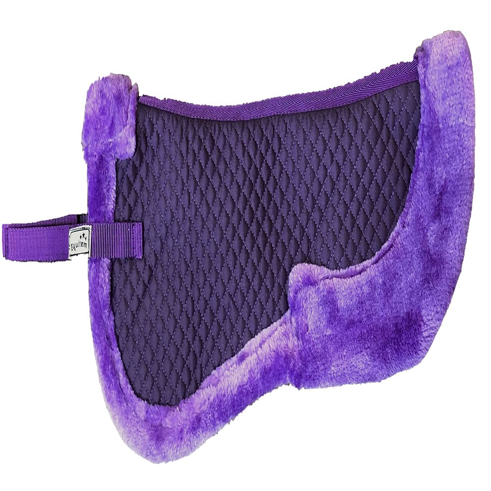Equitem Faux Fur Trim Half Pad for Horse English Riding Saddle Correction (Purple)