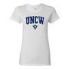 UGP Campus Apparel LS03 - UNC Wilmington Seahawks Arch Logo Womens T Shirt - Small - White view 1