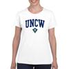 UGP Campus Apparel LS03 - UNC Wilmington Seahawks Arch Logo Womens T Shirt - Small - White view 4