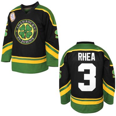 3 Ross The BOSS Rhea Hockey Jersey for Men,ST John's Shamrocks Stitched with EMHL Patch White Green Black (3 Black3X-Large)