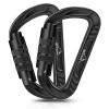 BEIFENG Heavy Duty Lightweight Locking Carabiner Clips D Ring for Camping Hiking Outdoor Gym etc, Carabiner with Lock Small Carabiners for Dog Leash & Harness (Auto Locking Black-2Pcs) view 1