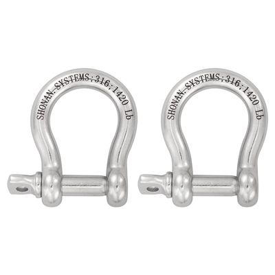 SHONAN 3/8" Bow Shackles, Heavy Duty D Ring Shackle Marine Grade, 2 Pcs Stainless Steel Boat Anchor Kit Large Screw Shackles for Chain or Strap, 1420 Lbs Capacity